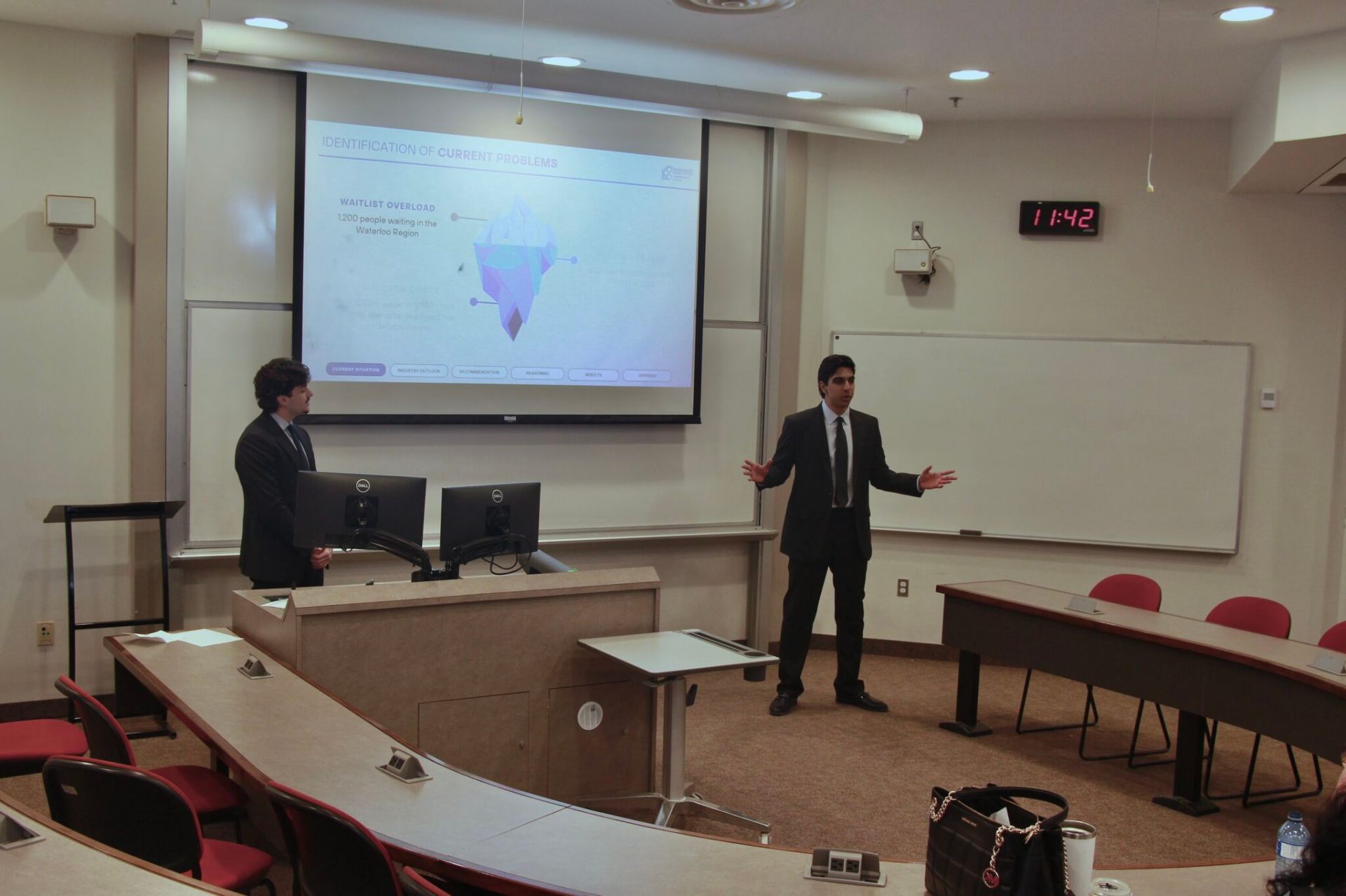 Dilraj Sagoo during a classroom case competition presentation